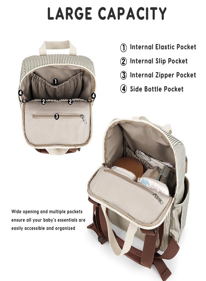 SONARIN Versatile Diaper Bag Backpack Shoulder Tote Bag Nappy Changing Bag Mummy Bag with Changing Pad & Insulated Bottle Bag(Khaki) - Image 3